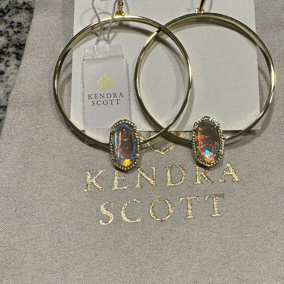 NWOT Kendra Scott Elora Hoop in Gold with Dichrohic Glass - Picture 3 of 4